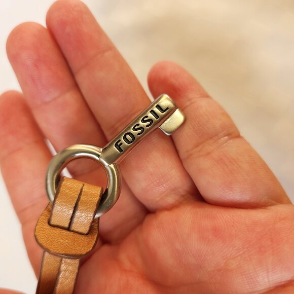 Fossil 100% Leather Beige/ Multicolor Strips Crossbody Bag - Picture 13 of 16